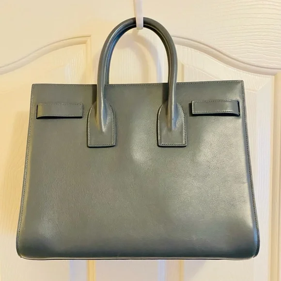 EUC YSL Saint Laurent Sac de Jour Blue/Gray Leather Bag - Picture 7 of 17